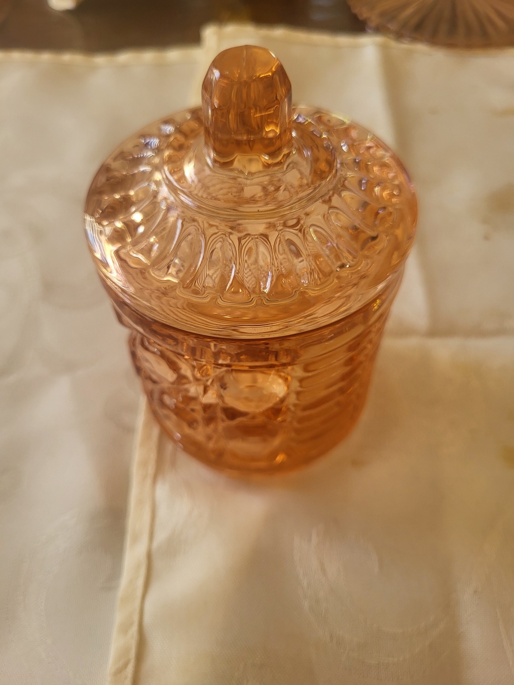 ~ VINTAGE Windsor Pink Indiana Depression Glass - Jelly Jar with Lid (EC) ~